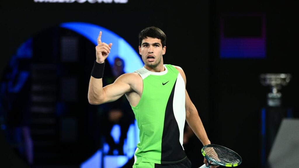 Carlos Alcaraz has won the Australian Open title, beating Novak Djokovic in a four-set final.
