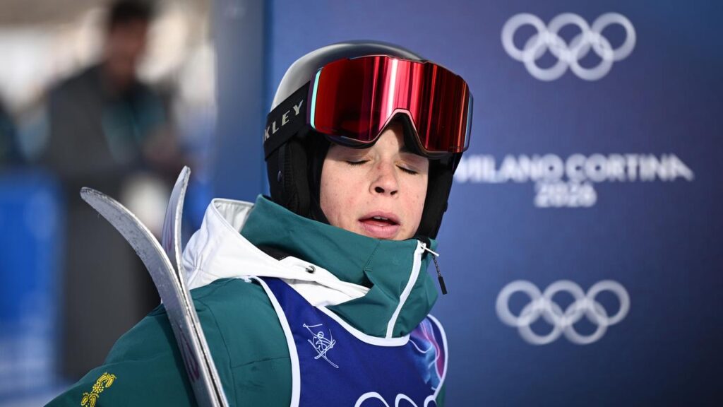 Jakara Anthony was left devastated after her last moguls run went wrong in the Olympic final.
