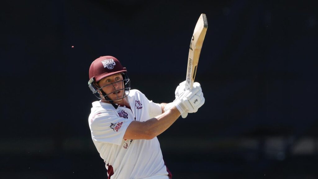Marnus Labuschagne of Queensland hit 41 before falling to a mistimed pull shot.
