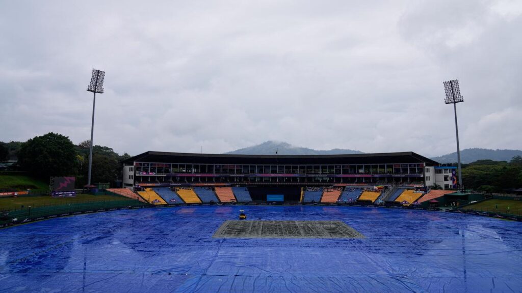 No play was possible in the Ireland-Zimbabwe tie at Pallekele due to rain, sending Australia out.
