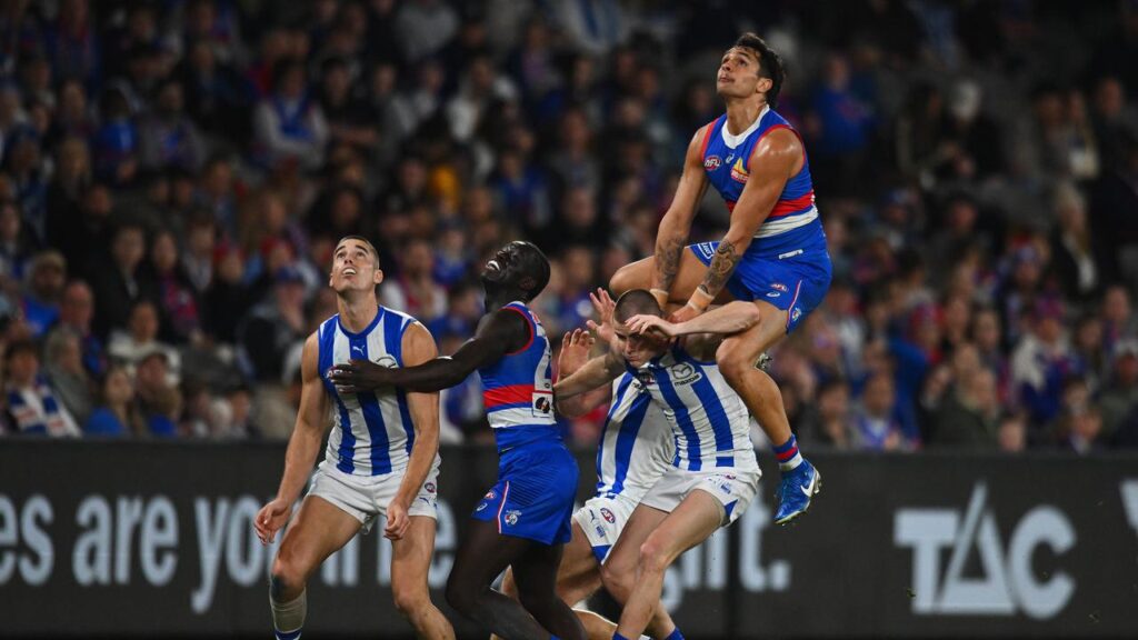 Jamarra Ugle-Hagan (top) last played in the AFL in 2024 at the Western Bulldogs.
