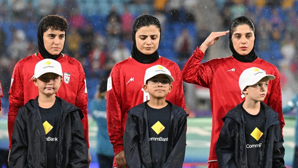 The Iranian women’s soccer team have been labelled traitors for not singing the national anthem.
