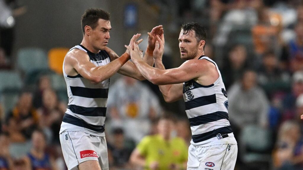 Geelong will be without Jeremy Cameron (l) and Patrick Dangerfield (r) for their season opener.
