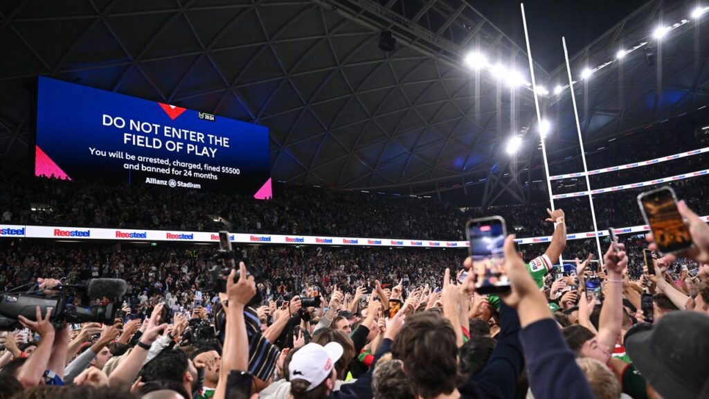 The fans’ pitch invasion after Alex Johnston’s record didn’t impress Wayne Bennett.
