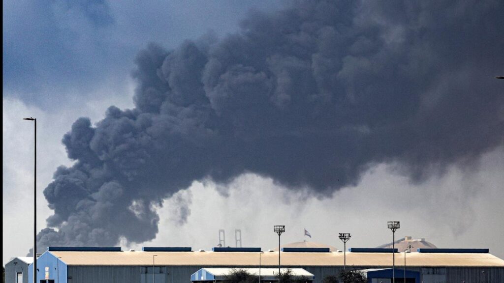 Dubai’s Jebel Ali port has been struck by debris from an Iranian intercepted missile.
