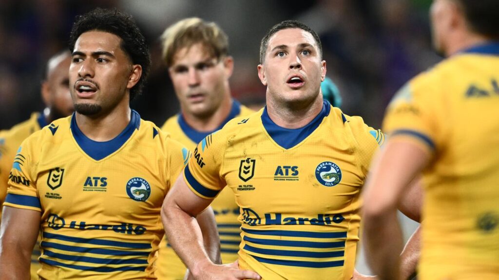Mitchell Moses (c) says the Eels failed to follow their high pre-season standards against the Storm.
