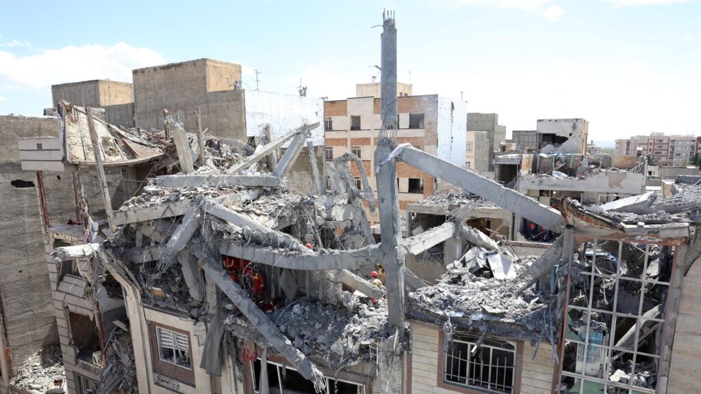 Israel’s military has attacked sites “in the heart of Tehran” where it says weapons were produced.
