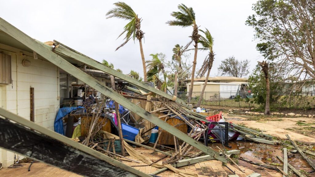 The clean-up is under way after Narelle ripped through Exmouth before eventually heading offshore.

