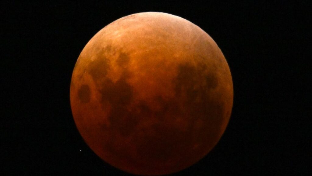 The blood moon was particularly visible in the clear skies above Brisbane.
