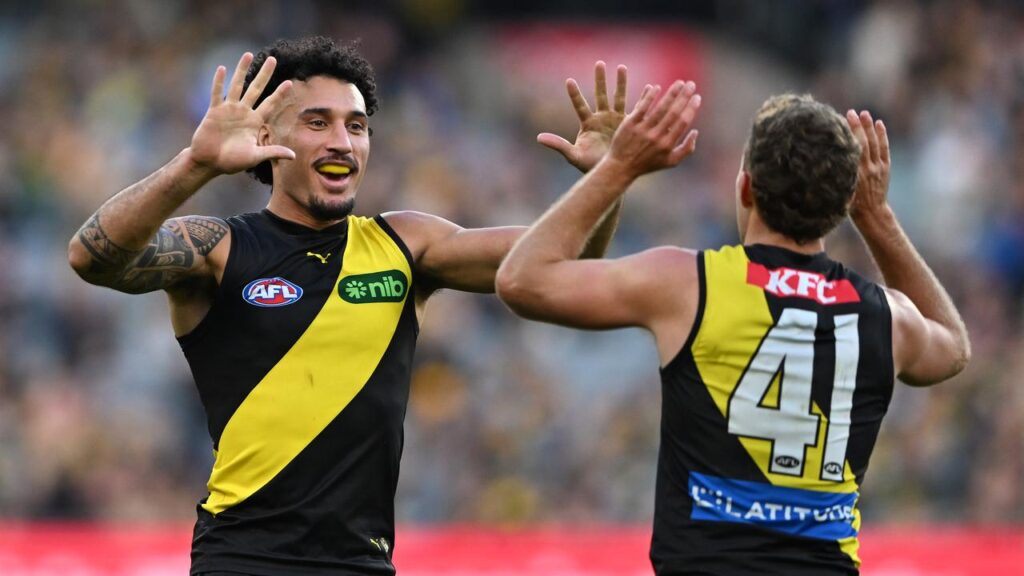 Richmond’s Mykelti Lefau (l) is back after serving a club-imposed ban and will take on Gold Coast.
