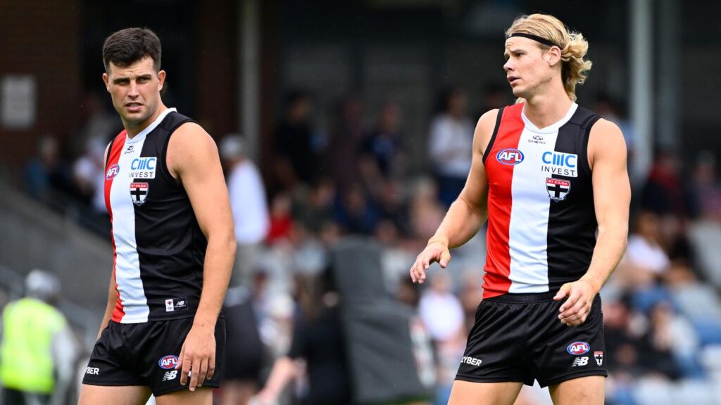 “Work in progress”: Rowan Marshall (l) and Tom De Koning (r) are developing their ruck partnership.
