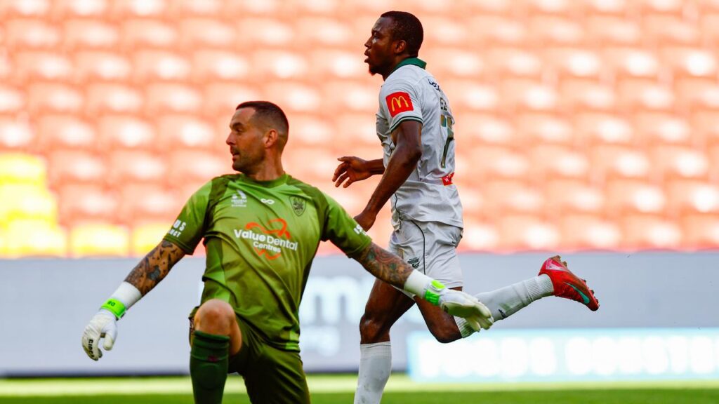 Ifeanyi Eze of the Phoenix scored the winner against Brisbane to keep their finals hopes alive.
