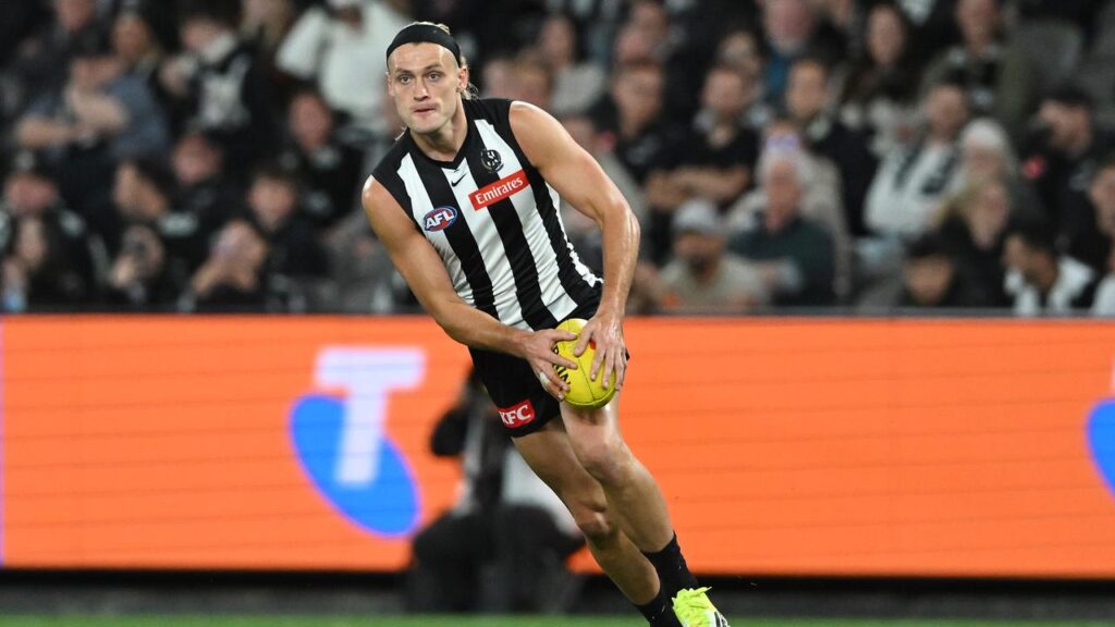 Collingwood’s Darcy Moore could miss the match against Brisbane with his ongoing hamstring issue.
