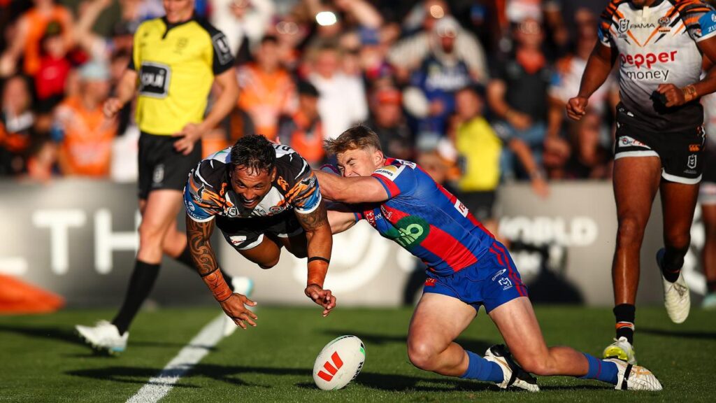 Wests Tigers have franked their form by trouncing Newcastle, with Patrick Herbert among the scorers.
