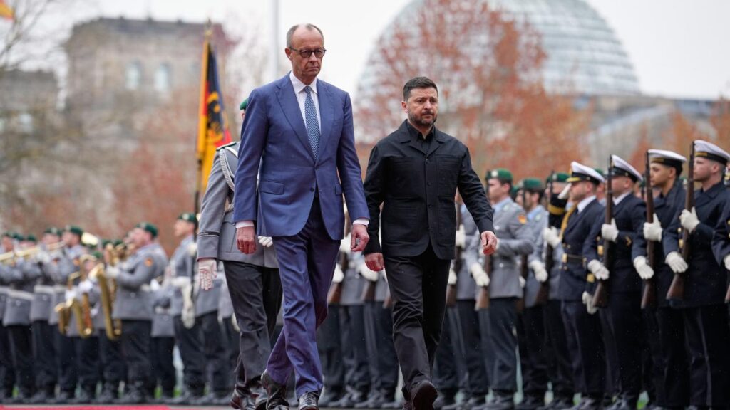 German Chancellor Friedrich Merz has met President Volodymyr Zelenskiy for talks in Berlin.
