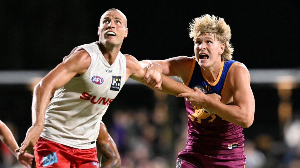 Cody Curtin (right) has been brought in to replace the injured Oscar Allen at the Brisbane Lions. 
