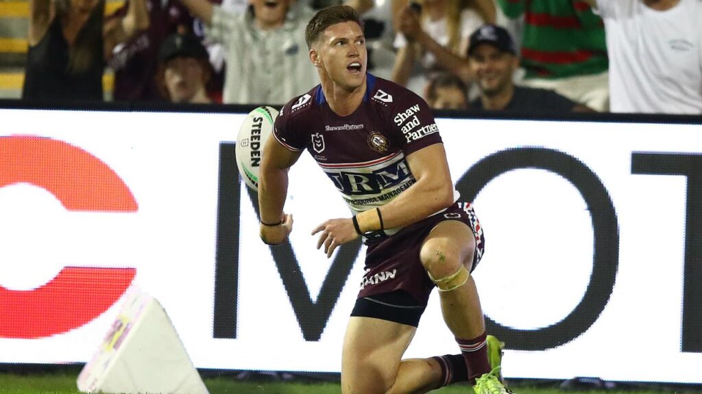 Reuben Garrick scored two tries for Manly as the Sea Eagles downed the Dragons in the NRL.
