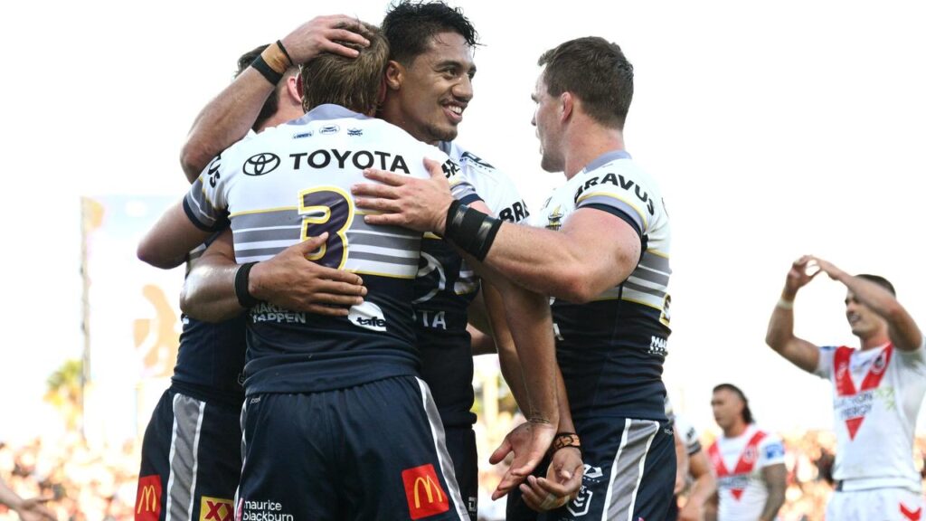 The Cowboys have inflicted another painful defeat on the winless Dragons.
