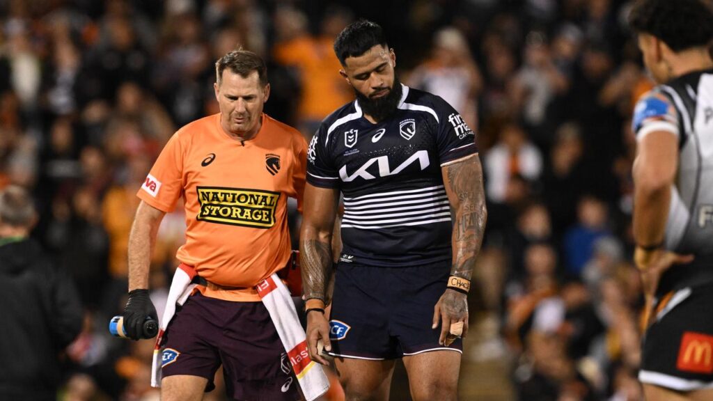 A brave Brisbane outfit have overcome a Payne Haas injury to hold off the high-flying Wests Tigers.
