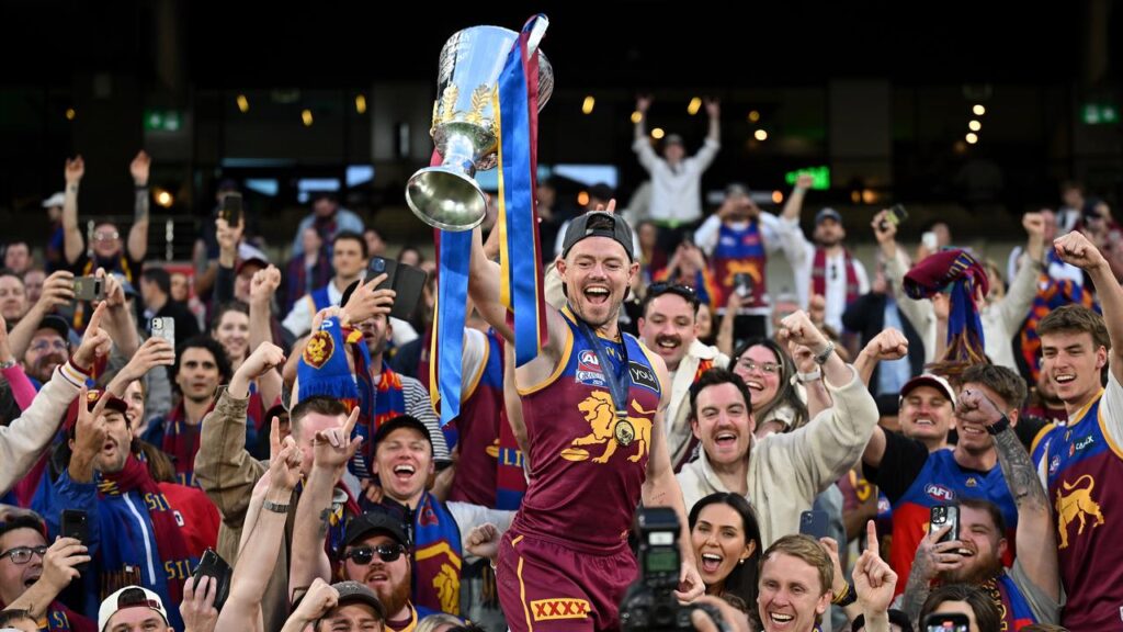 Brisbane hope moments like this at last year’s grand final will help keep Lachie Neale at the club.

