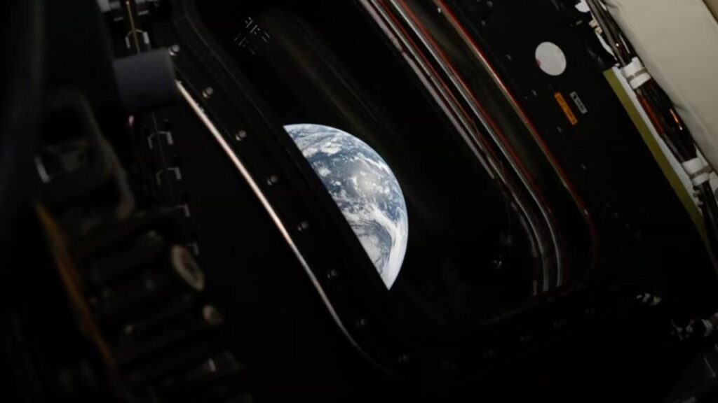 Artemis II astronaut commander Reid Wiseman took a picture of the earth from the Orion capsule.
