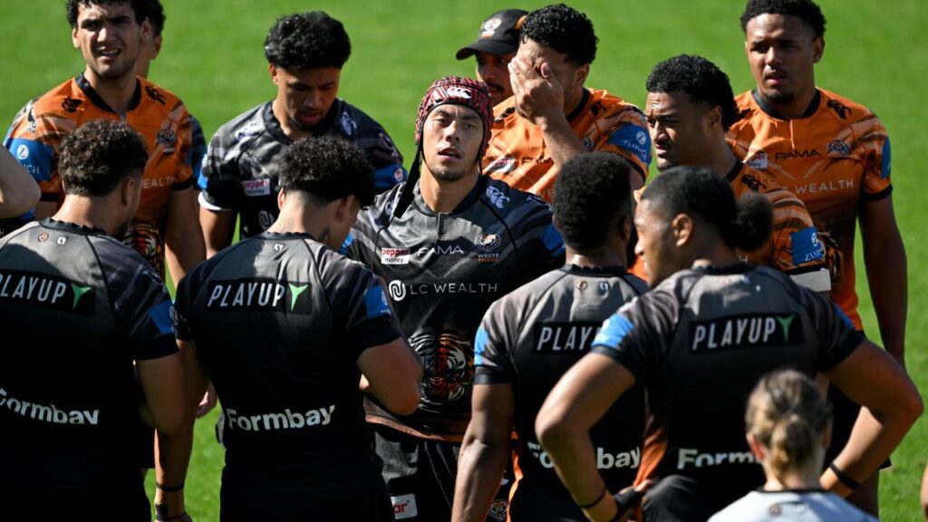 The in-demand Jarome Luai was a central figure at Wests Tigers training on Wednesday. 

