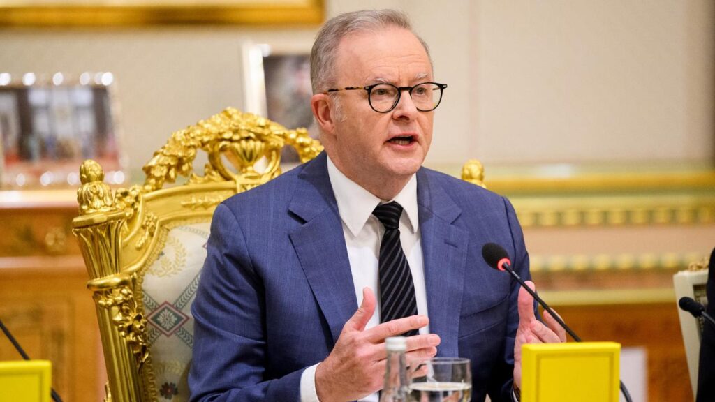 Anthony Albanese was among world leaders who met to push for the Strait of Hormuz to be reopened.
