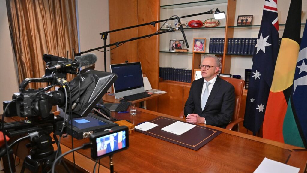 Prime Minister Anthony Albanese urged people to look out for one another in a pre-recorded speech.
