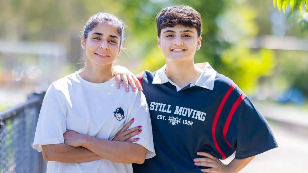Atefeh Ramezanisadeh (left) and Fatemeh Pasandideh say they’re grateful for Australia’s support.
