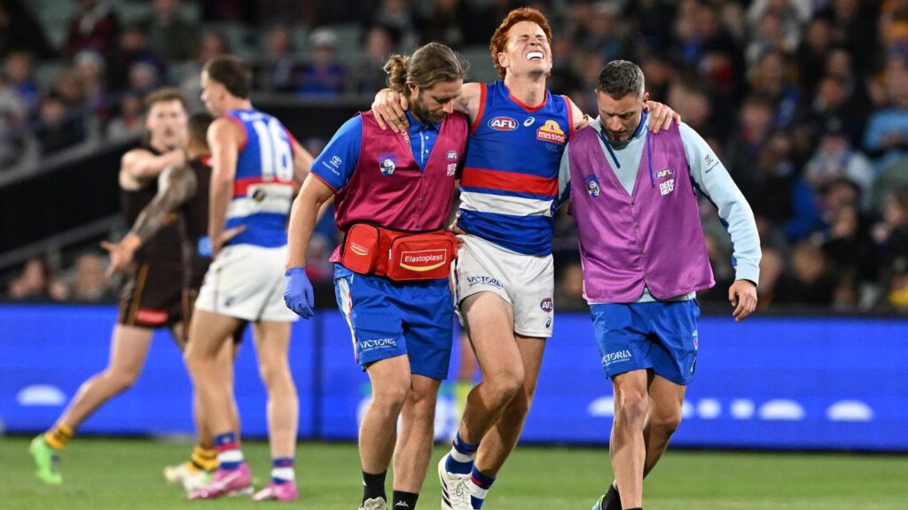 Western Bulldogs star Ed Richards limped off with a knee injury in the loss to Hawthorn.
