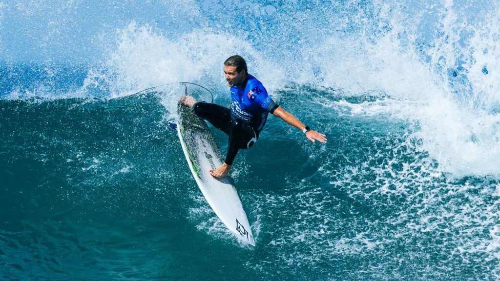 George Pittar has flown the Aussie flag on Anzac Day at the Margaret River Pro in WA.
