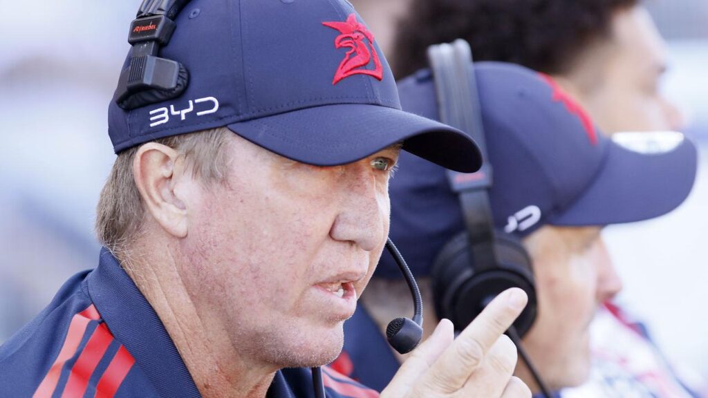 Roosters coach Trent Robinson sees pros and cons with the NRL’s re-start rule,
