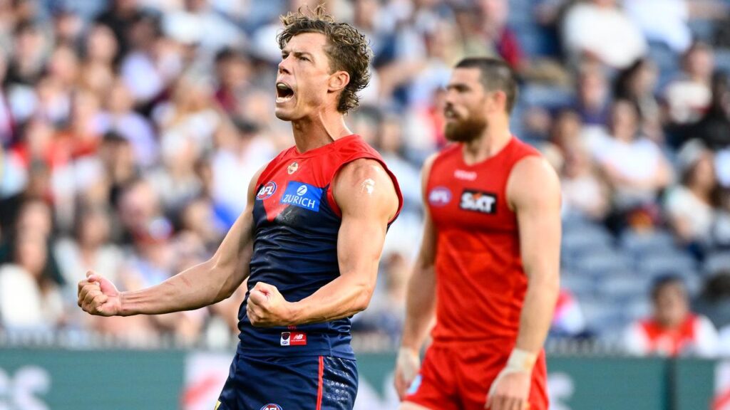 Jake Melksham’s four goals have helped lift Melbourne to a dominant win over Gold Coast.
