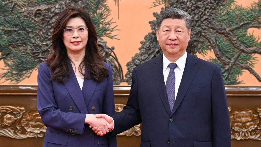 Both sides of the strait belong to “one China”, Xi Jinping said as he met Taiwan’s Chen Li-wun.
