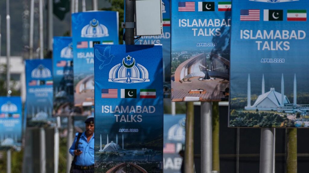 The centre of Islamabad has been locked down and a hotel cleared out to host US-Iran talks.
