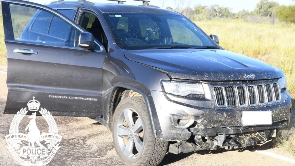 Police say they haven’t found any evidence to indicate the damaged car struck a kangaroo.
