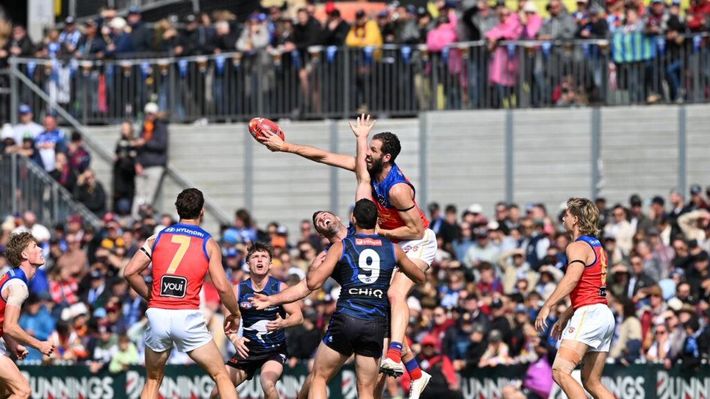 Brisbane and North Melbourne contest possession at Barossa Park Oval on Saturday.
