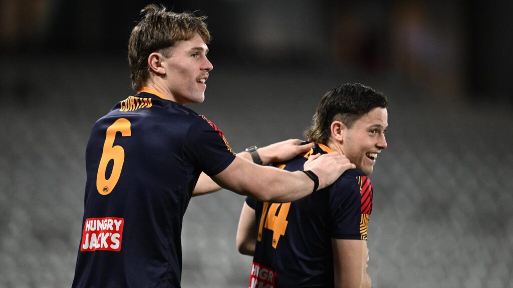 Adelaide’s Daniel Curtin (left) and Jake Soligo are chances to return from injury against Port.
