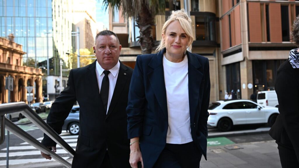 Rebel Wilson arrives at the Federal Court of Australia in Sydney for another day’s testimony.
