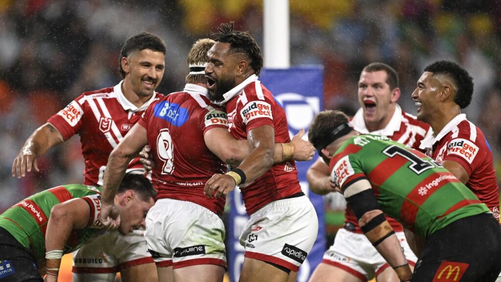 The Dolphins have comfortably beaten the Rabbitohs at Magic Round in Brisbane.
