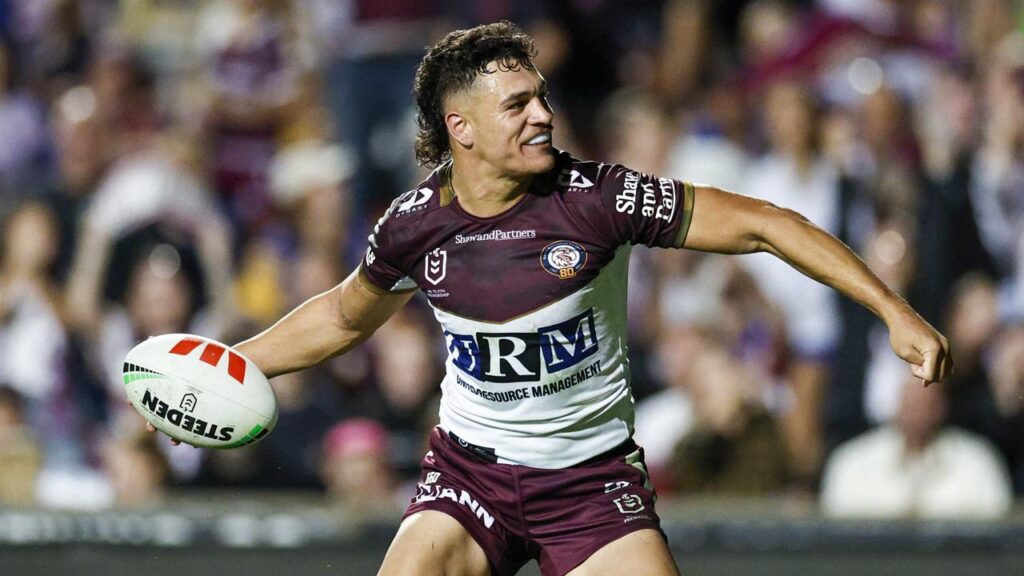 Clayton Faulalo has big shoes to fill as Manly’s stand-in fullback but he’s doing a great job. 
