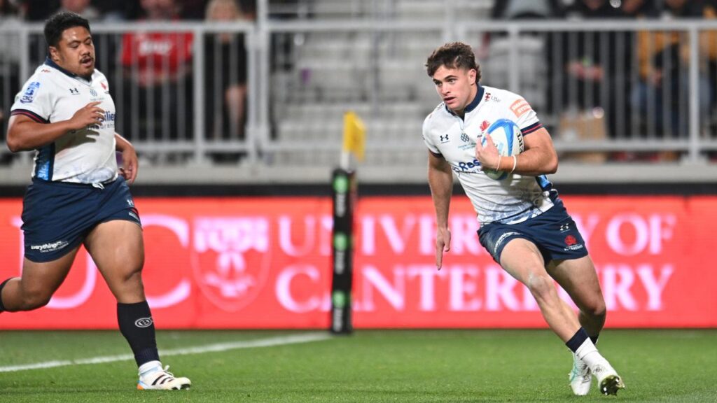 Teddy Wilson has scored one of six Waratahs tries in a high-scoring win over the Drua in Fiji.
