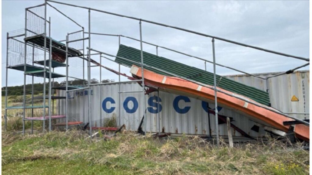 The dilapidated Giant Slide sits at Granties Maze amusement park.
