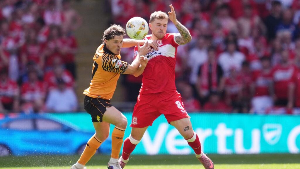 Riley McGree (right) was injured in the Middlesbrough’s Championship playoff final loss
