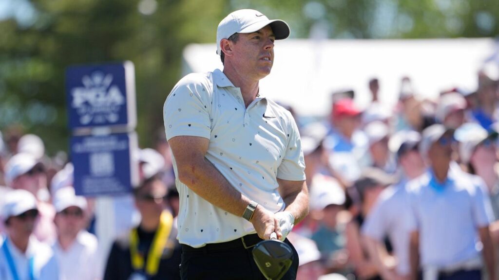 Rory McIlroy has made a surge at the PGA Championship to be the early third-round clubhouse leader.
