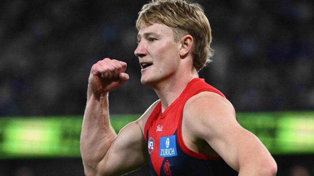 Jacob Van Rooyen kicked five goals to lead Melbourne to a comfortable victory over West Coast.
