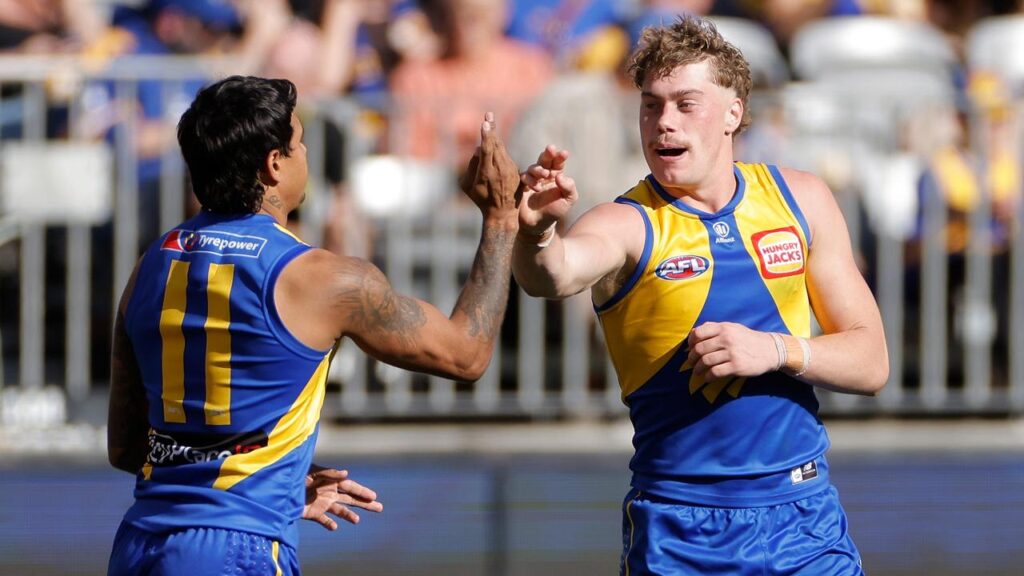 Harley Reid (right) gets his chance on the big stage when West Coast tackle Collingwood at the MCG.
