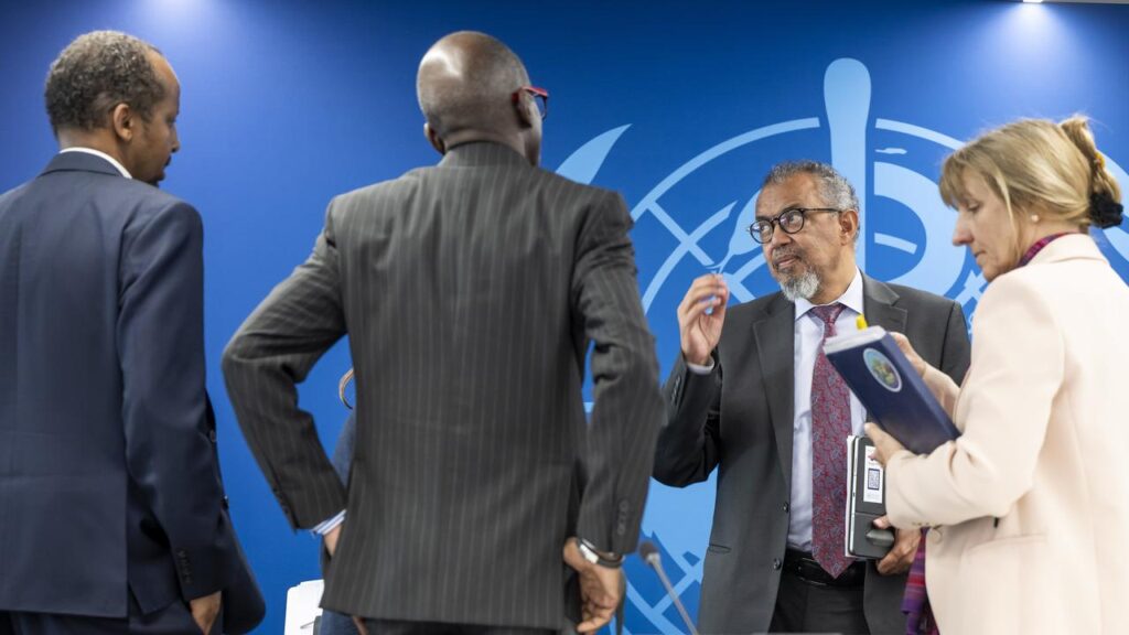 WHO head Tedros Adhanom Ghebreyesus says the risk of Ebola’s global spread remains low.
