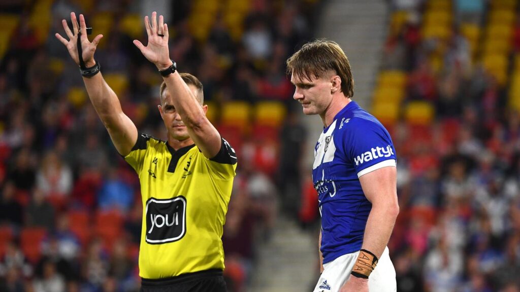 Jacob Preston was sinbinned against the Dolphins, a decision questioned by the Bulldogs’ coach.
