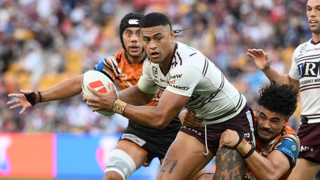 Haumole Olakau’atu has helped crash and bash Manly to a comfortable win over Wests Tigers.
